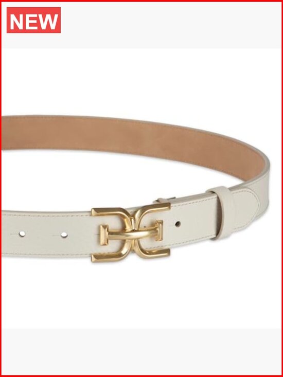 Leather and Polyurethane Double-E Plaque Buckle Slim Belt main image 7